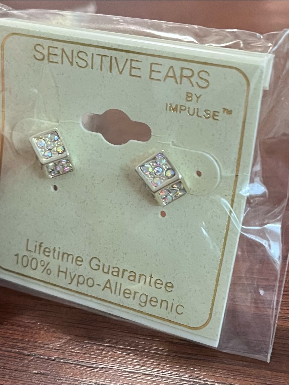 Dice Earrings ONE PAIR silver-tone hypo-allergenic studs